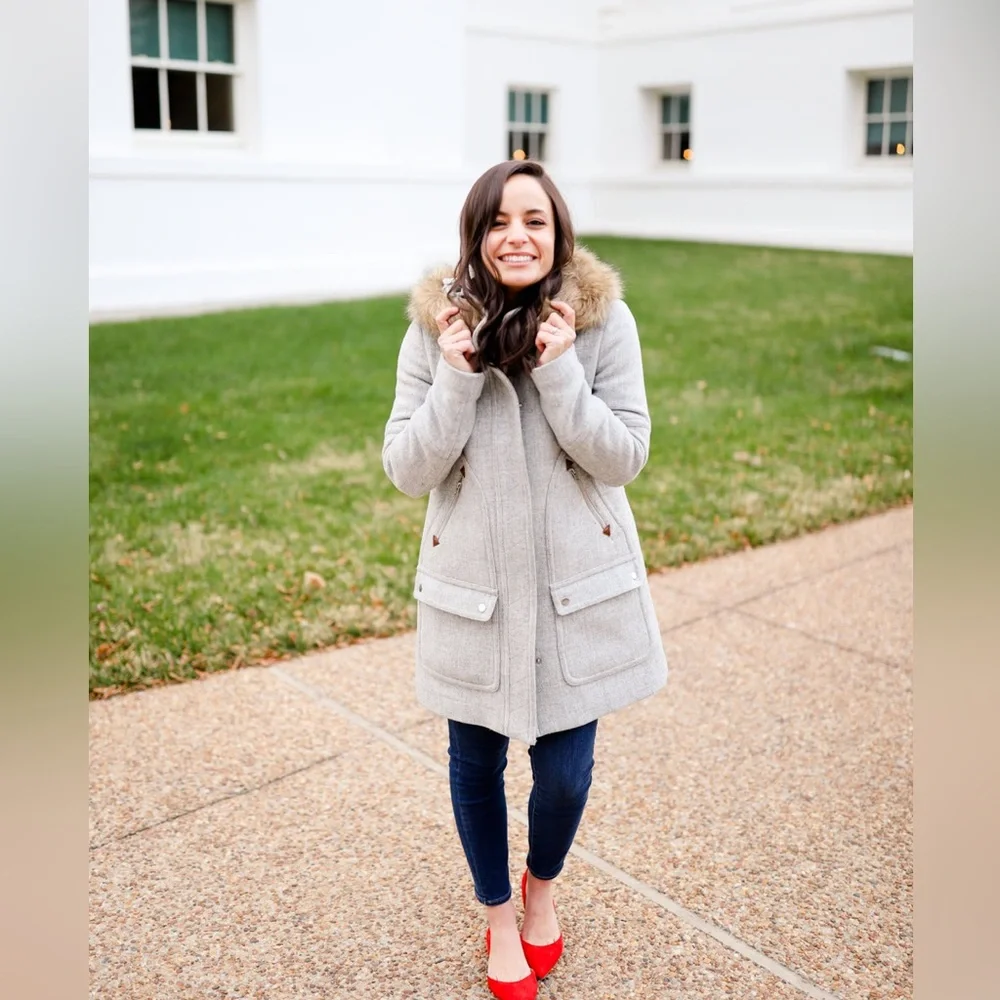 Jcrew Stadium Nello Gori Coat with faux fur hood - Picture 10 of 12